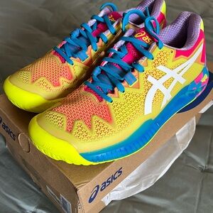 Asics Yellow and Pink Athletic Shoes